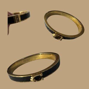 Coach Signature Push Hinged Bangle Bracelet Jewelry Chalk White Gold F67480